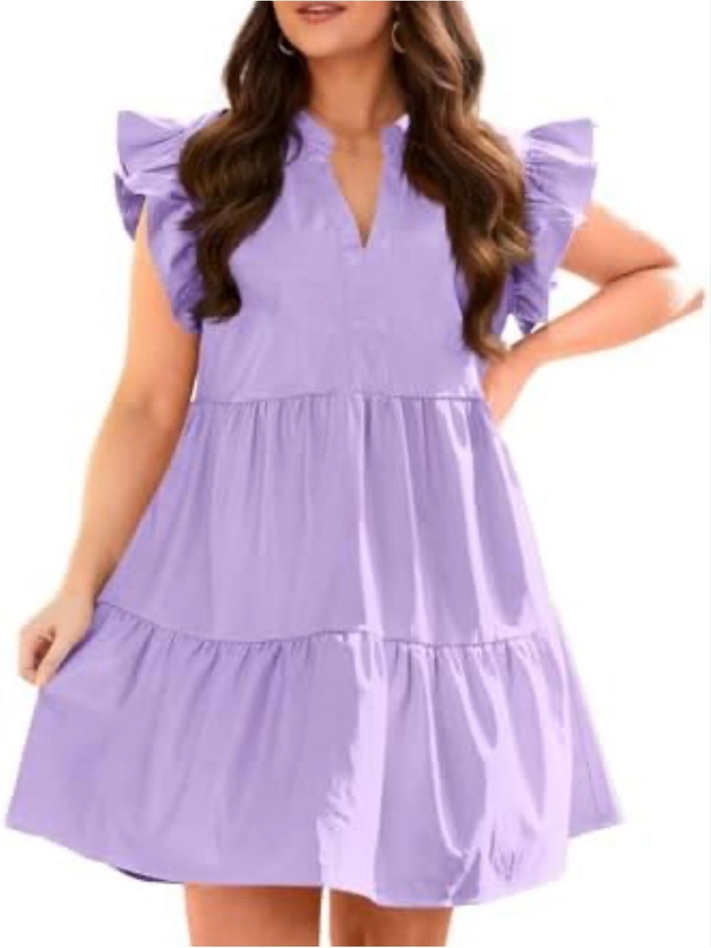 NWT Lavender Ruffle Sleeve Tiered Womens Dress size XXL